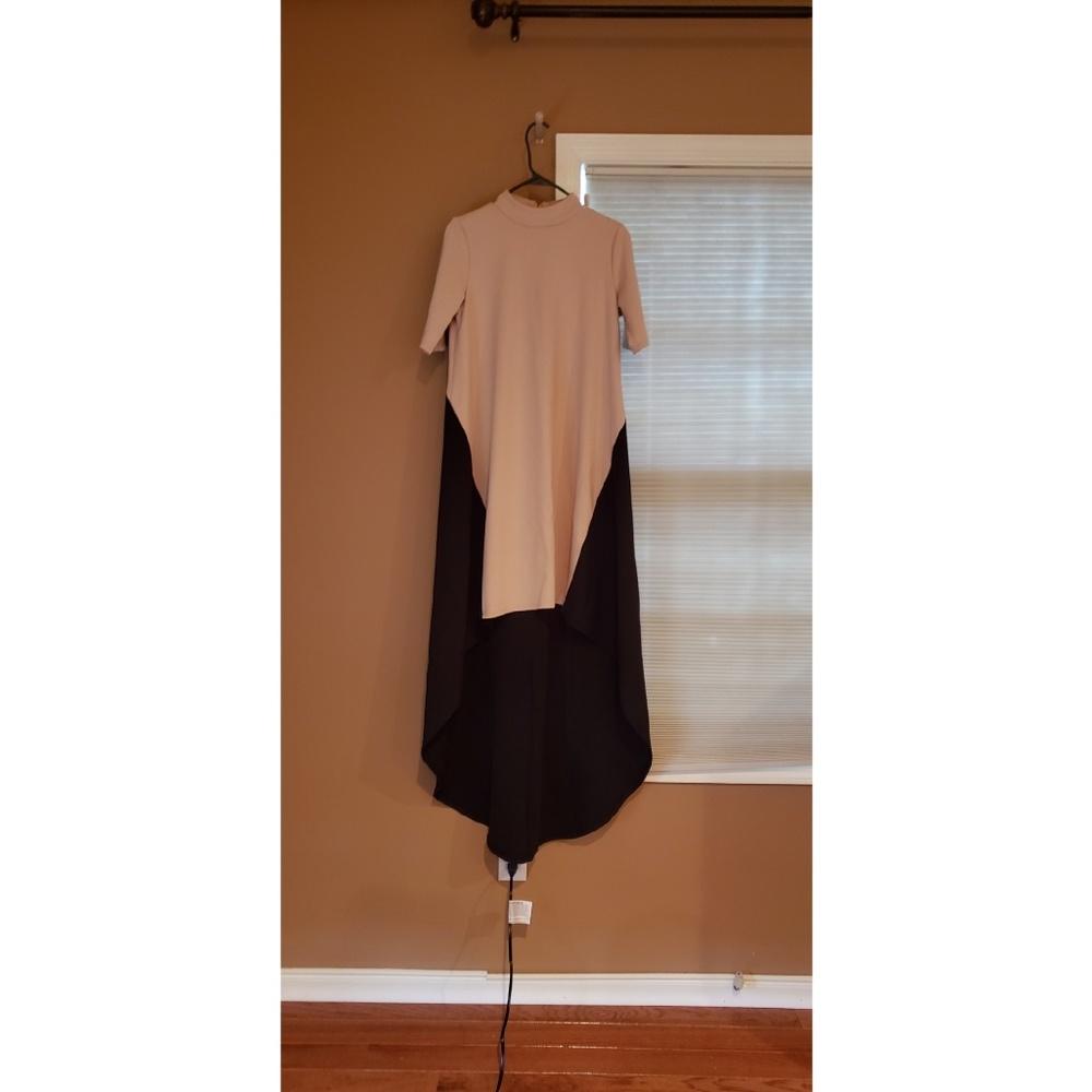 Beige and Black High Low Dress